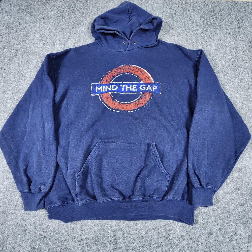 London Underground Mind‎ The Gap Hoodie Navy Blue Graphic Sweatshirt XL Mens